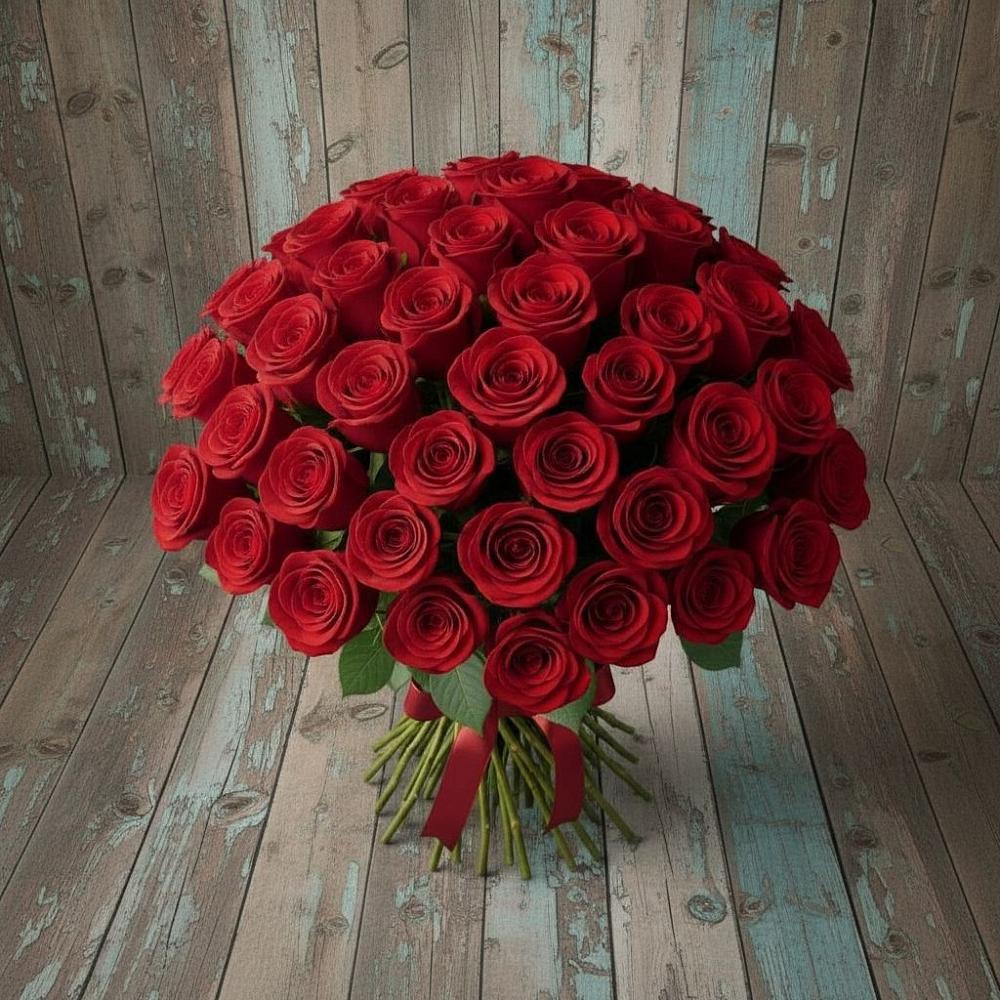 Букет 55 Красных роз Фридом в Верхнерусском