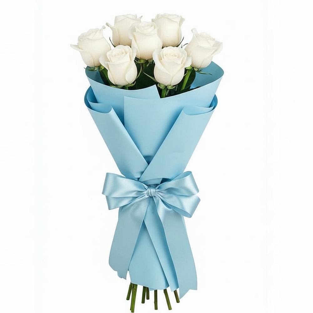 Букет 7 белых роз Проуд в Верхнерусском