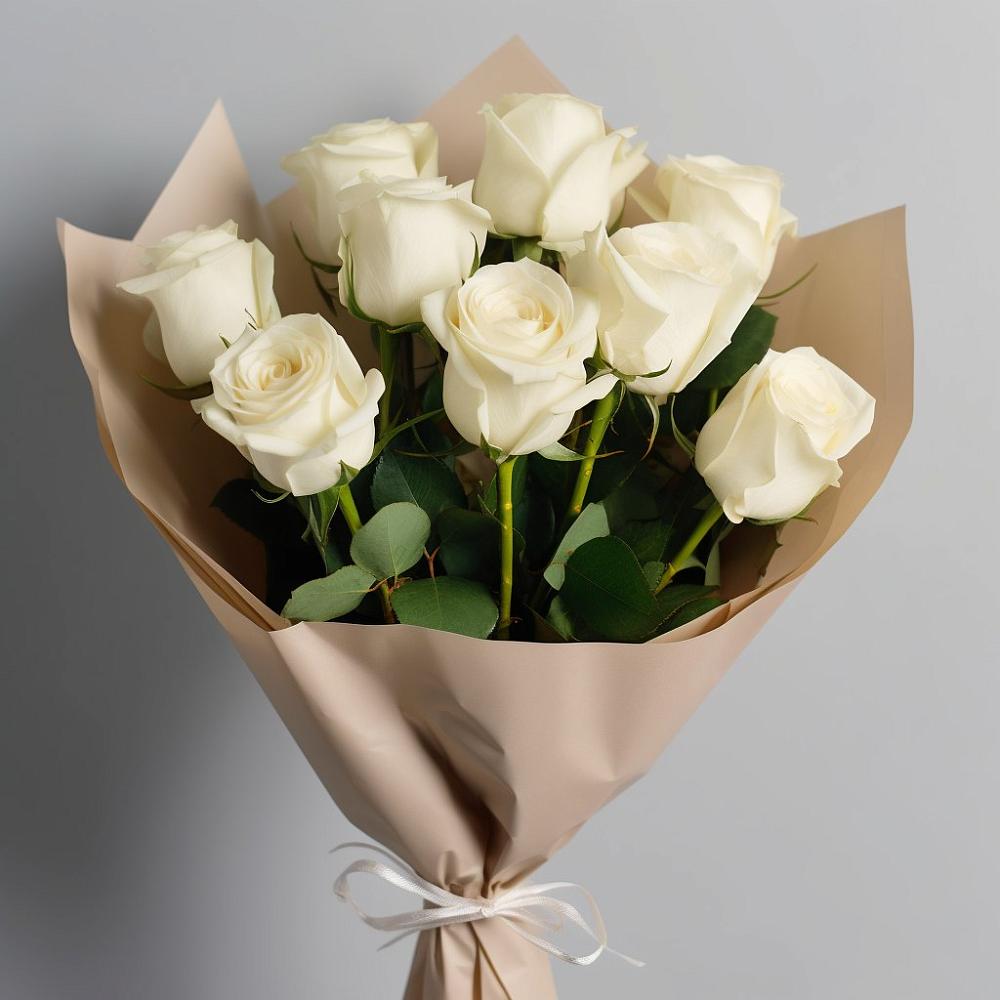 Букет 9 Белых роз Эдлесс Лав в Верхнерусском