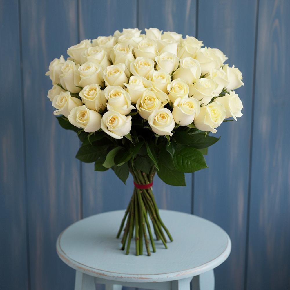 Букет 51 Белая роза Эдлесс Лав в Верхнерусском