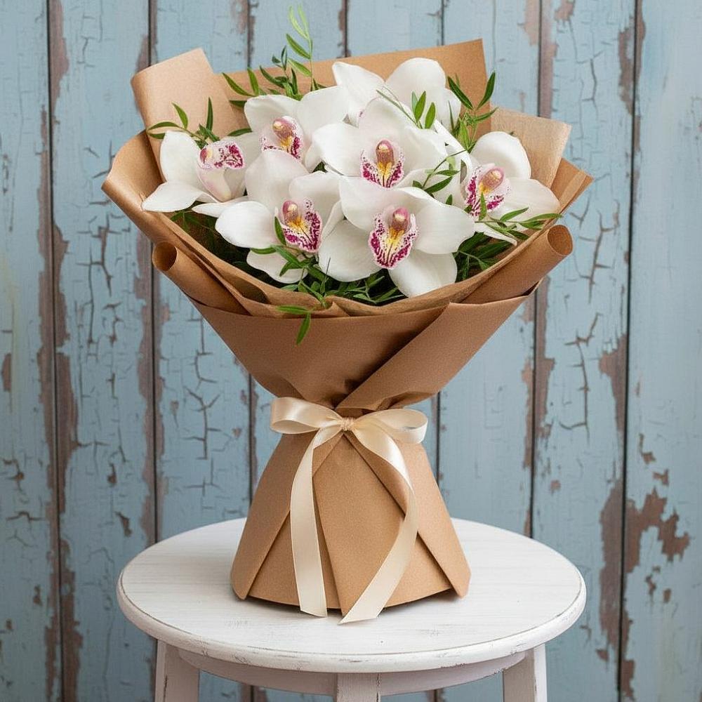 Букет цветов из: Орхидеи и Розы в Верхнерусском
