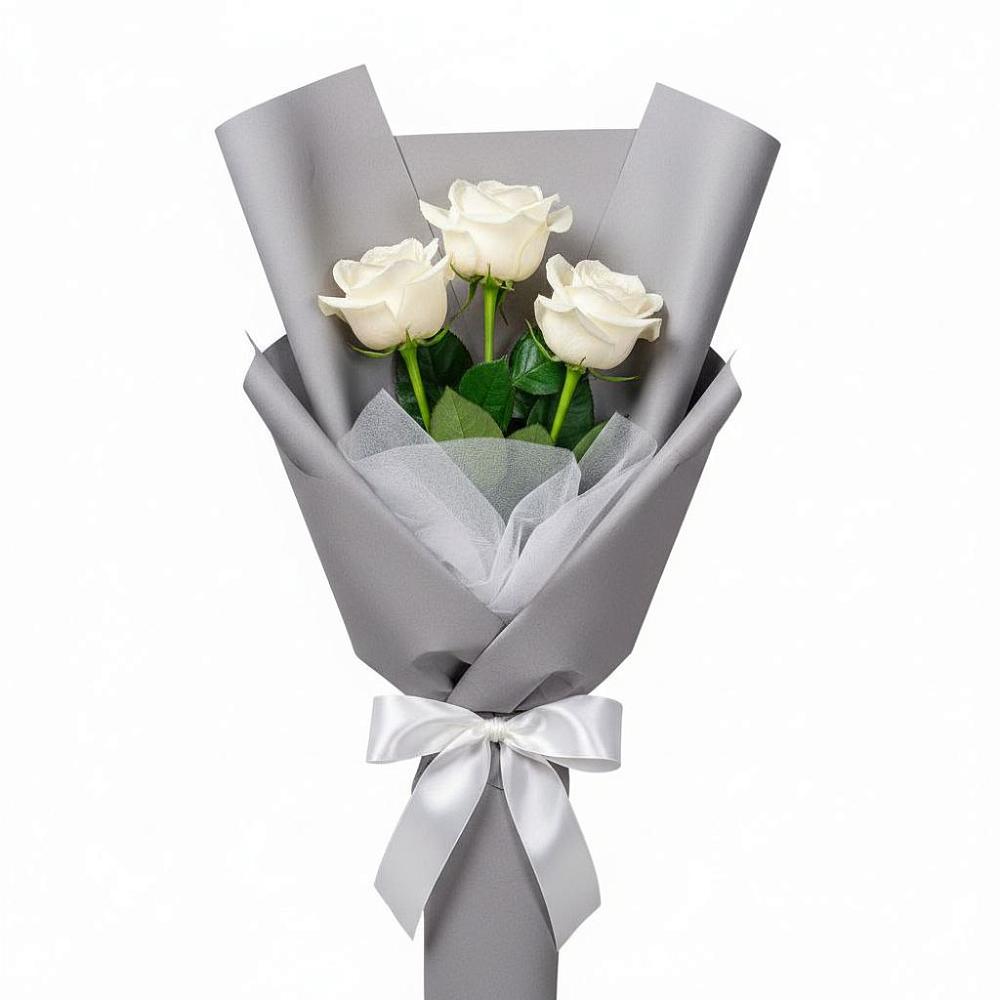 Букет 3 белые розы в Верхнерусском