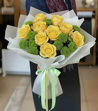 Букет цветов из:  Хризантемы и Розы в Верхнерусском