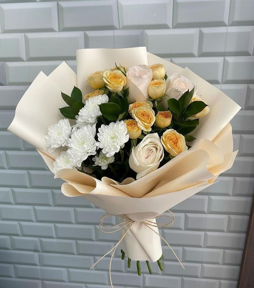 Букет цветов из: Розы и Хризантемы в Верхнерусском