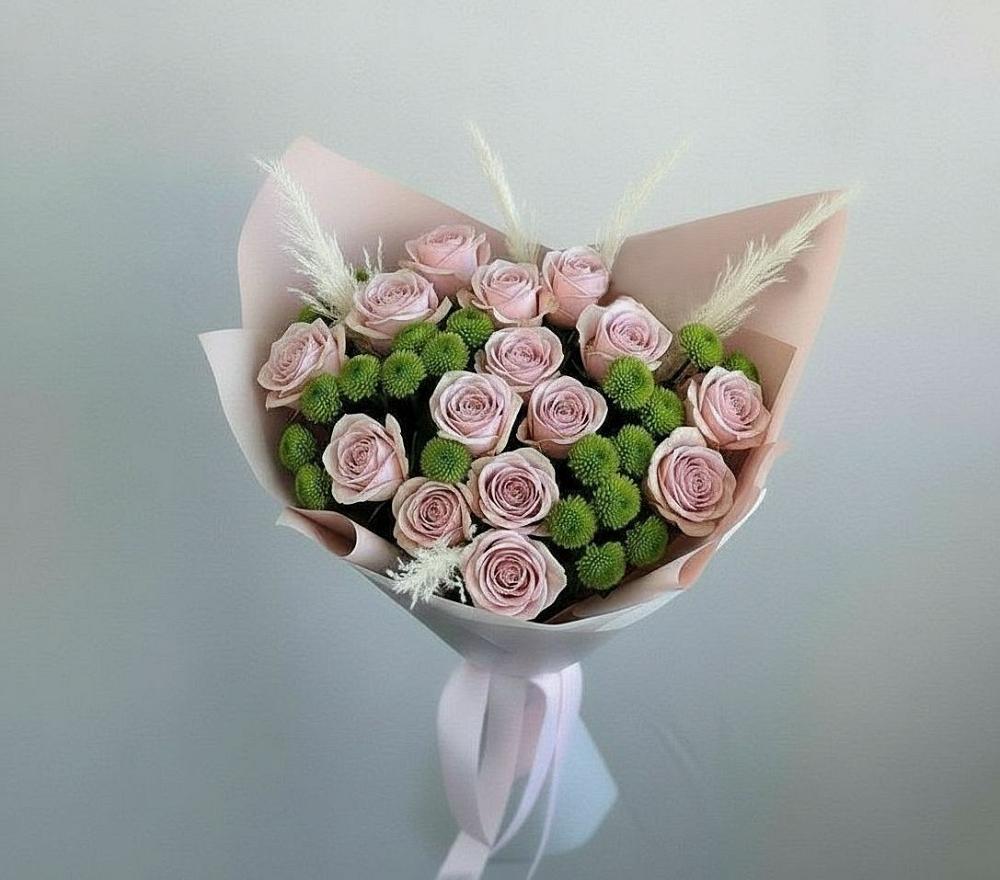 Букет цветов из: Розы и Хризантемы в Верхнерусском