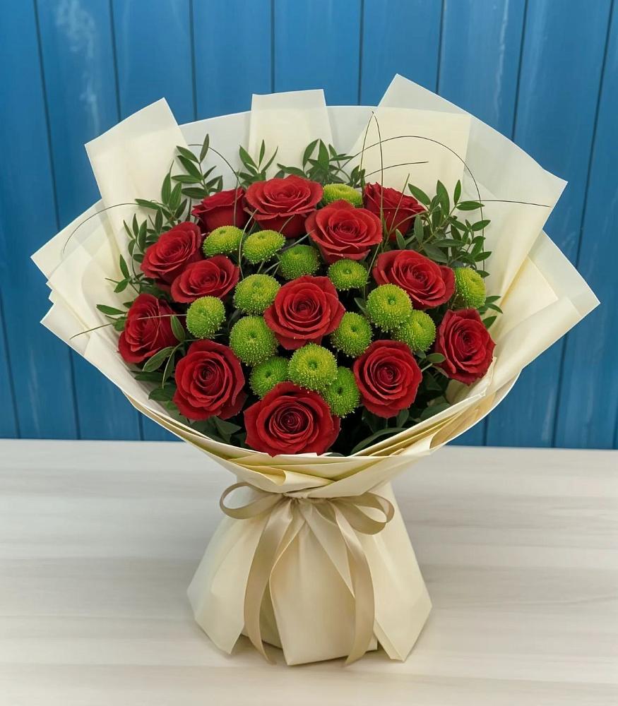 Букет цветов из: Розы и Хризантемы в Верхнерусском