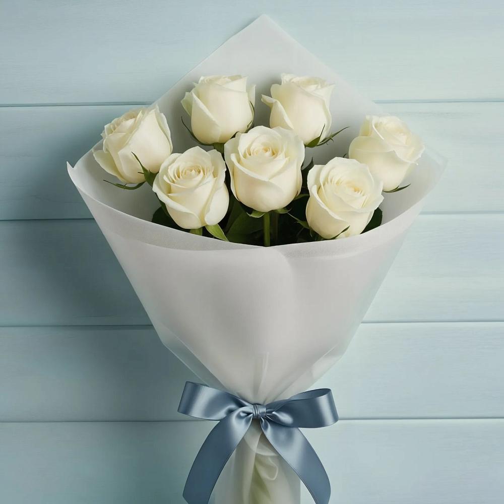Букет 7 Белых роз Эдлесс Лав в Верхнерусском